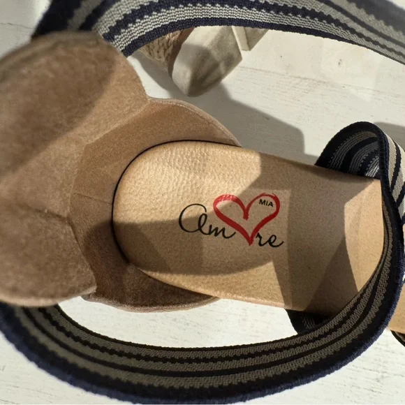 Mia Amore Haiku Navy Striped Wedge Sandal - Picture 5 of 6